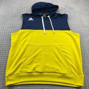 Adidas Basketball Sleeveless Hoodie Men 2XL Yellow Navy Blue Hooded Baller Hoops
